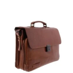 Plevier Morse Leren Aktentas 2-Vaks 15.6" Bruin -Secrid || Piquadro || Mywalit Verkoopwinkel 853 2 cognac zijkant voor