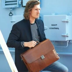 Plevier Decca Leren Aktentas 2-Vaks 17.3" Bruin -Secrid || Piquadro || Mywalit Verkoopwinkel 859 2 decca 1 1