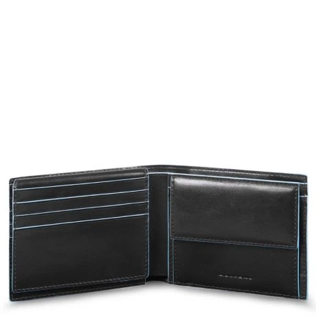 Piquadro Blue Square Men's Wallet With Flip Up/Coin Pocket Black 3 Piquadro Blue Square Men's Wallet With Flip Up/Coin Pocket Black