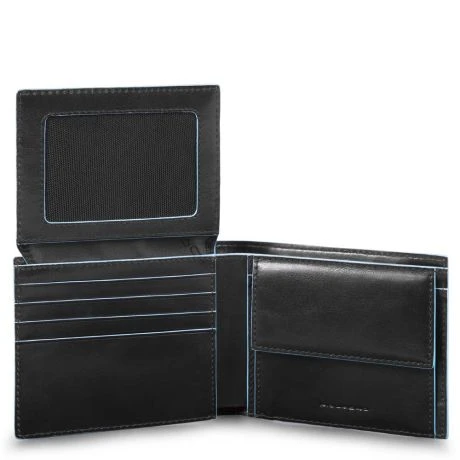 Piquadro Blue Square Men's Wallet With Flip Up/Coin Pocket Black 4 Piquadro Blue Square Men's Wallet With Flip Up/Coin Pocket Black - Afbeelding 2