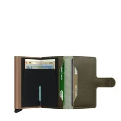 Secrid Mini Wallet Portemonnee Saffiano Olive -Secrid || Piquadro || Mywalit Verkoopwinkel secrid miniwallet saffiano olive open