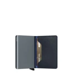 Secrid Slim Wallet Portemonnee Saffiano Navy -Secrid || Piquadro || Mywalit Verkoopwinkel secrid slimwallet saffiano navy semi open