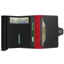 Secrid Twin Wallet Portemonnee Perforated Black-Red -Secrid || Piquadro || Mywalit Verkoopwinkel secrid twinwallet perforated black red open 1